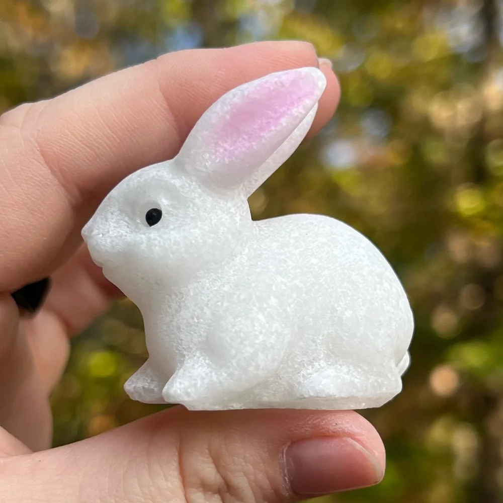 White Jade Rabbit Crystal Figurine - Picture 3 of 4